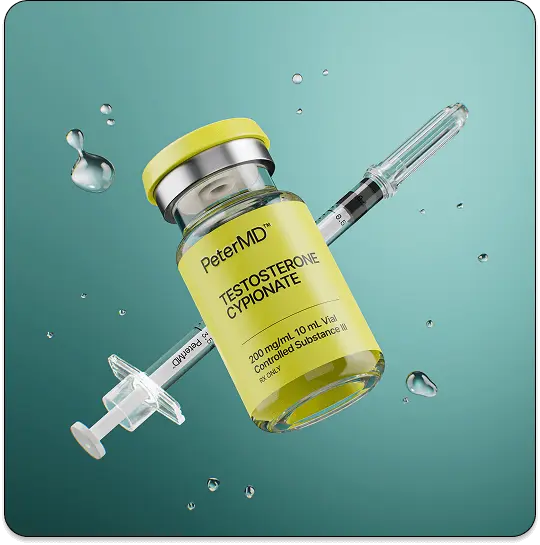 PeterMD Testosterone Cypionate vial with syringe